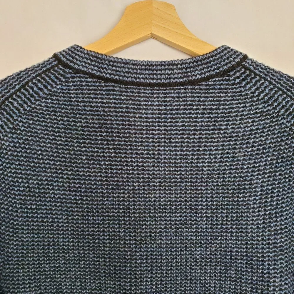 Banana Republic Men Sweater LG Recycled Italian Wool Blend Soft Variegated Navy